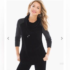 Zenergy by Chico’s Velour Mixed Pullover with Cowl Neck Size 2/M/12